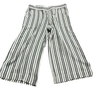 Democracy Black White Striped Wide Leg Linen Pants Size Large Spring Summer